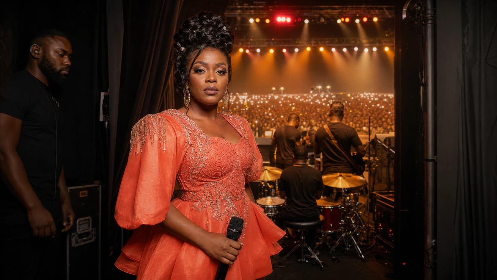 Amina Nsimba pendant son direct Musique à Kinshasa